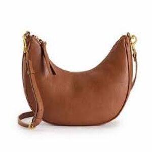 Hobo Shoulder Bag in Cognac with Gold Hardware